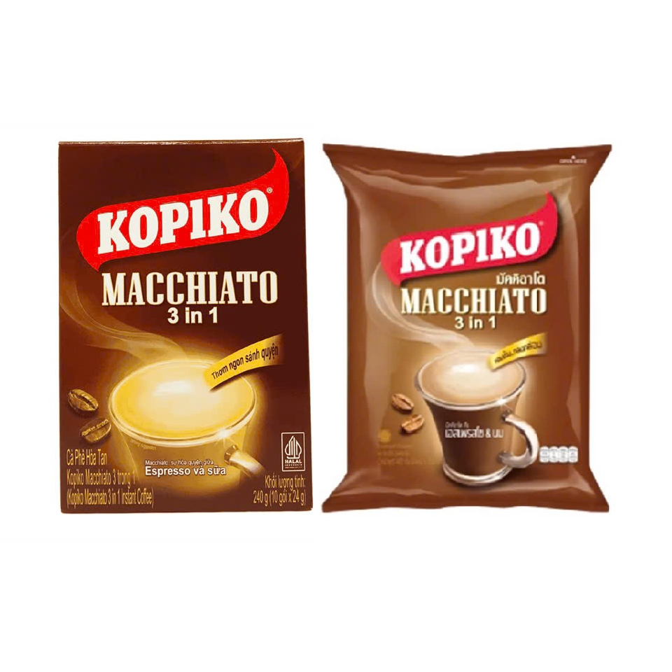 Coffee Hoà Tan Kopiko Macchiato (Hộp 200g, Gói 400g)