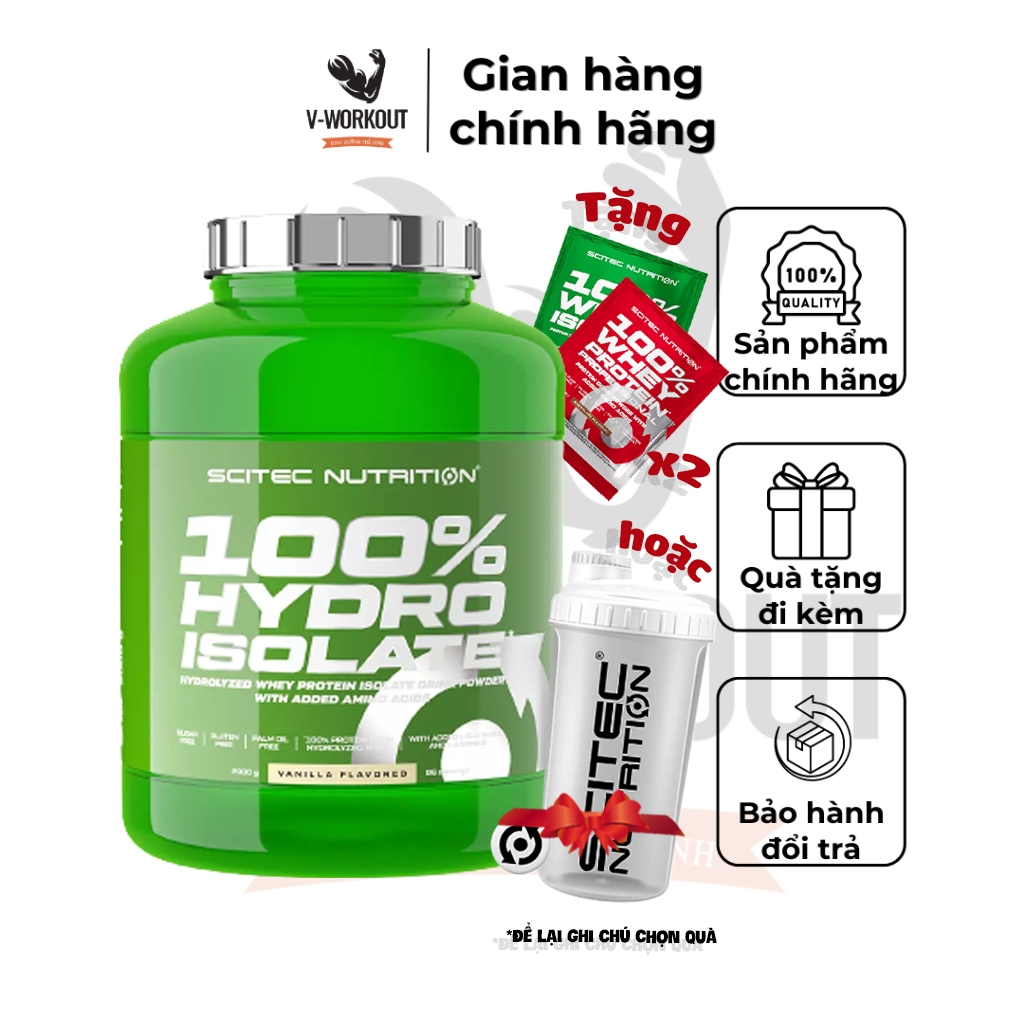 HYDRO WHEY | 100% Hydro Isolate SCITEC NUTRITION - Chocolate | Whey thủy phân tinh khiết 0% Carb, Fa