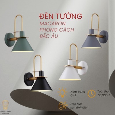 Đèn Tường Macaron DT-203 Energy Green Light - Phong Cách Bắc Âu, Hiện Đại - Decor - Kèm Bóng G4