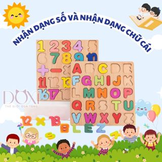 Bảng Gỗ Nổi Chữ Cái, Chữ Số Và Hình Khối Doxi 20x20cm – Bảng Chữ Cái Cho Bé, Đồ Chơi Trí Tuệ, Xếp Hình Học Chữ Sáng Tạo