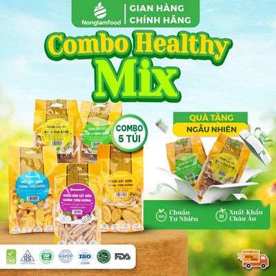 Combo Healthy Mix 5 túi ăn vặt dinh dưỡng Gabri Nonglamfood, Siêu tiện lợi tiết kiệm, giảm cân