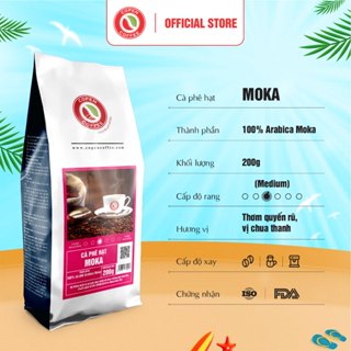  Cà phê hạt Moka gói 200g  ST  - Rang mộc nguyên chất - Đắng nhẹ chua thanh - Pha máy pha phin - Copen Coffee 