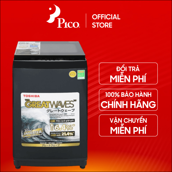 [Pico Official - Lắp đặt 0Đ HN HCM] Máy giặt cửa trên Toshiba Inverter 10 kg AW-DM1100PV(KK)