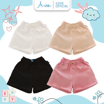 [MỚI] Quần Short Đùi KAKI Mềm cho bé Gái AORE, Mỏng Vừa, Quần đùi kaki thun mềm, mịn thoáng mát cho bé 8-35kg
