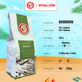  Cà phê hạt Bourbon gói 250g - Rang vừa - Đắng đậm chua thanh thơm dịu hậu vị sâu - Pha máy pha phin - Copen Coffee 