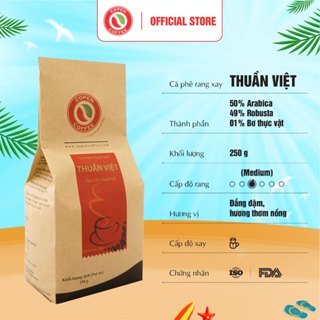  Cà phê rang xay Thuần Việt gói 250g - Rang vừa - Đắng đậm hương thơm nồng hậu vị sâu - Pha phin - Copen Coffee 