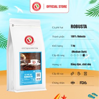  Cà phê hạt Robusta gói 1kg  ST túi zip  - Rang mộc nguyên chất - Đắng đậm thơm nồng - Pha máy pha phin - Copen Coffee 