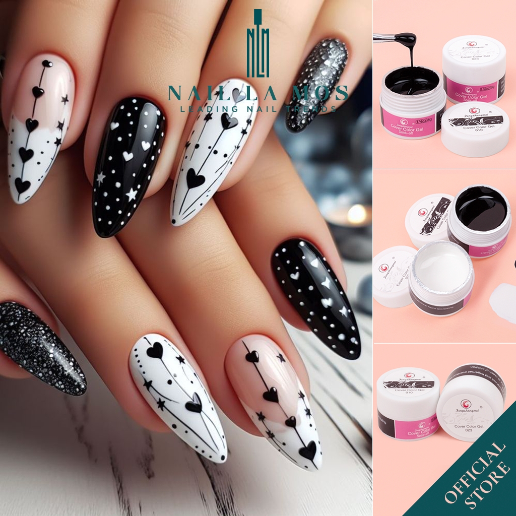 Gel vẽ đen, trắng Fengshangmei chính hãng - gel vẽ nổi chất đậm đặc chuyên dụng cho dân làm móng (lẻ hũ)