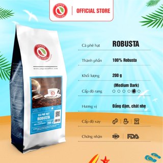  Cà phê hạt Robusta gói 200g  ST  - Rang mộc nguyên chất - Đắng đậm thơm nồng hậu sâu - Pha máy pha phin - Copen Coffee 