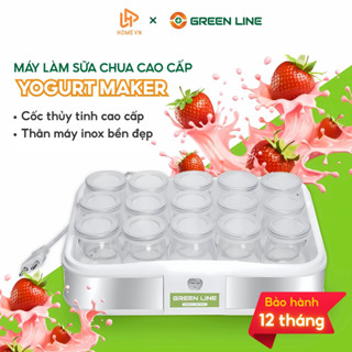 Máy Làm Sữa Chua GreenLine Kèm 15 Cốc Thủy Tinh, Máy Ủ Sữa Chua Song Anh Làm Tại Nhà Cao Cấp Kèm Cốc