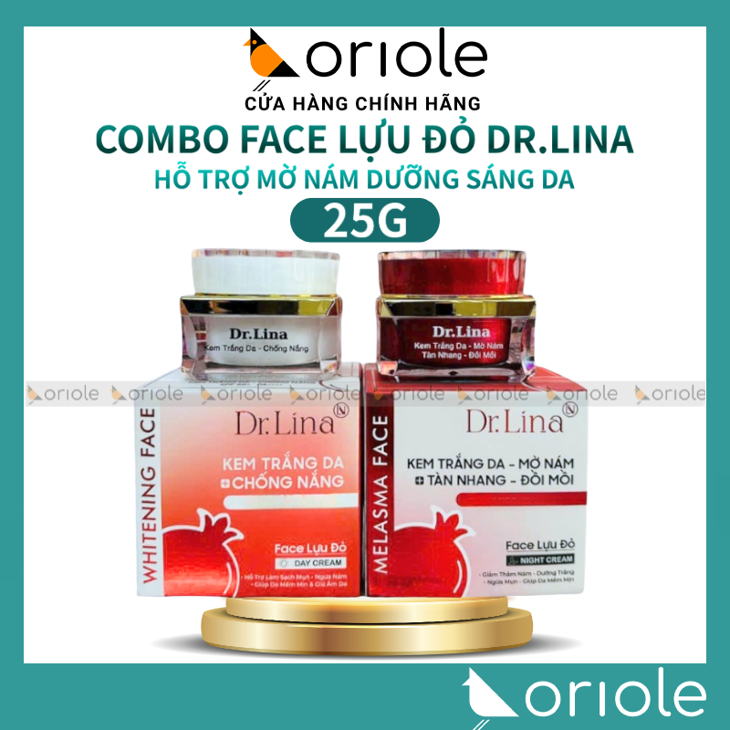 Combo Kem Face Dr.Lina Ngày Và Đêm 25g - Kem Face Dưỡng Trắng Giảm Thâm Nám Lựu Đỏ Dr.Lina