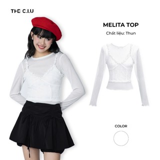 Áo lưới tay dài + áo croptop phối bèo nhún THE C.I.U - Melita Top - MS01