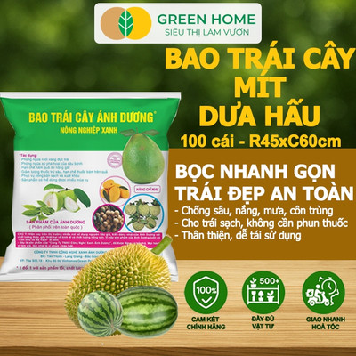 100 Túi Bọc Trái Cây GreenHome Ánh Dương, R45xC60cm , Bọc Mít, Dưa Hấu, Có Nút Cài, Tái Sử Dụng Tốt