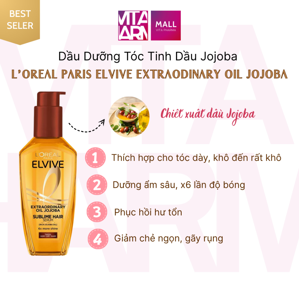 Tinh dầu dưỡng tóc Jojoba Oil Loreal Elvive Cho Tóc Khô Xơ 100ml