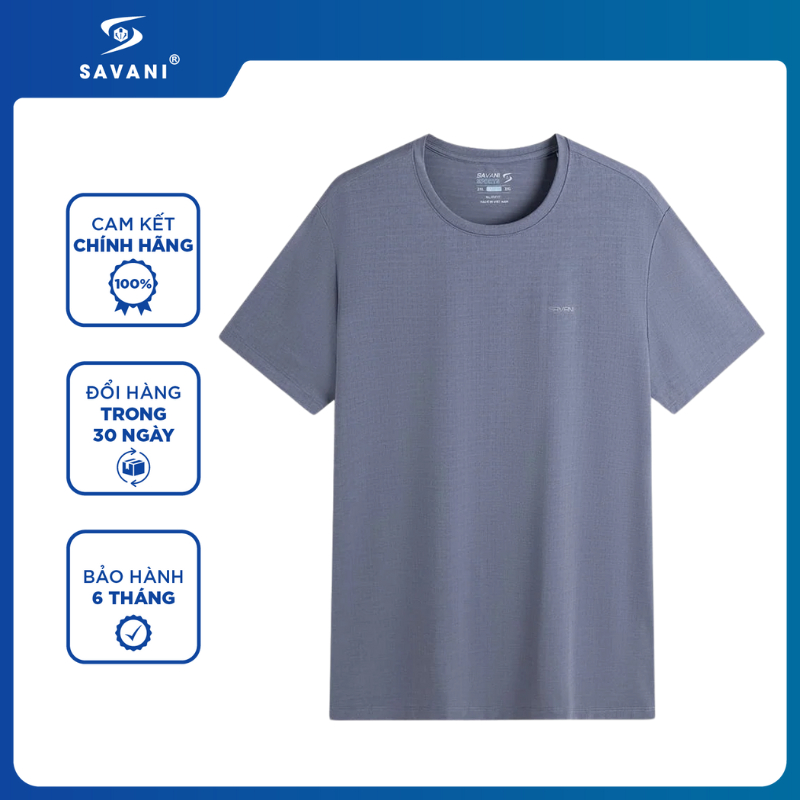 Áo Phông Nam SAVANI, Áo T-Shirt Nam Chất Liệu Cotton Thoáng Khí, Thấm Hút Mồ Hôi Tốt MTS205S4