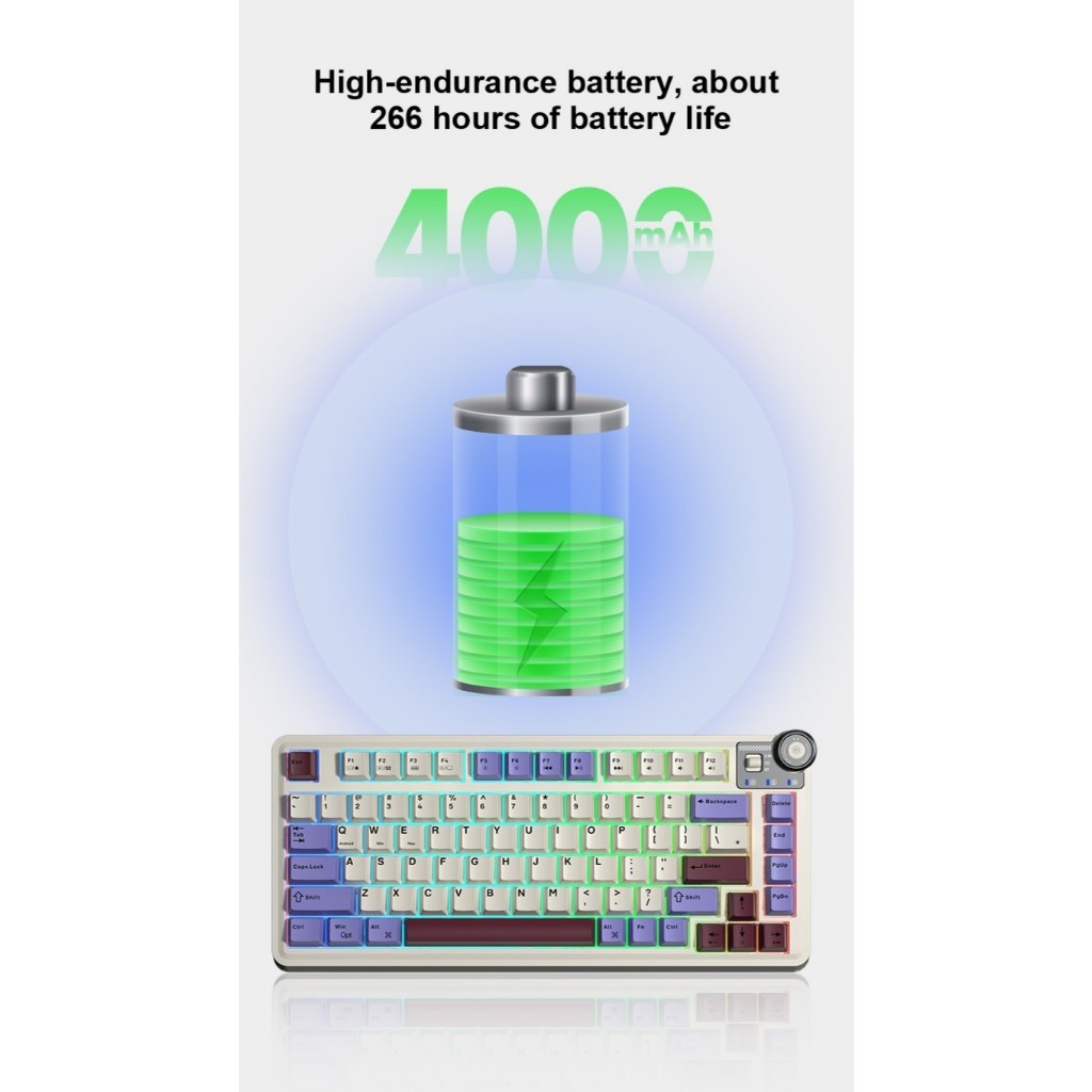 Bàn phím cơ Aula Au75 - 3 mode kết nối - Mạch xuôi - Led RGB - Núm vặn - Có app tùy chỉnh | BigBuy360 - bigbuy360.vn