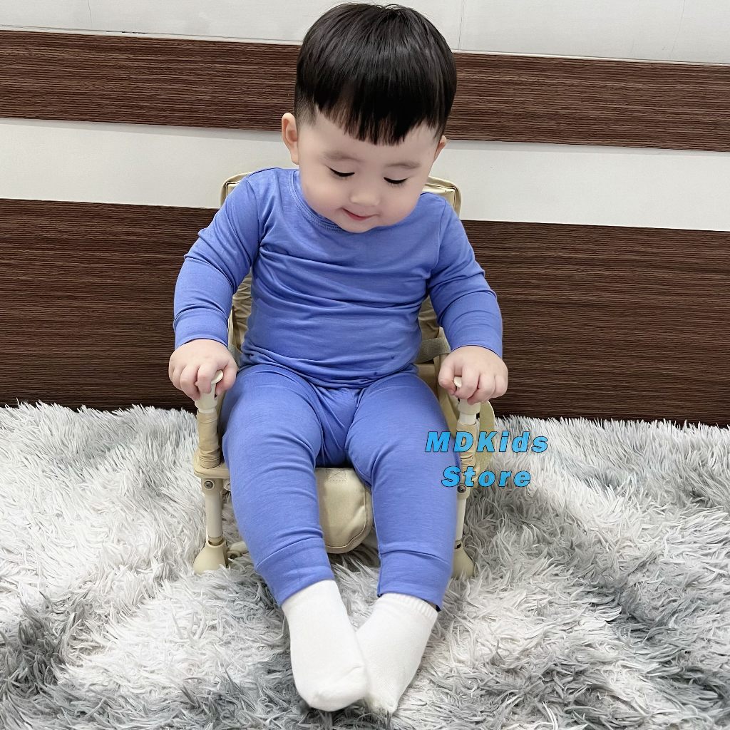 Bộ quần áo thun lạnh tay dài quần dài MDKIDS cho bé trai và bé gái 5-15kg.
