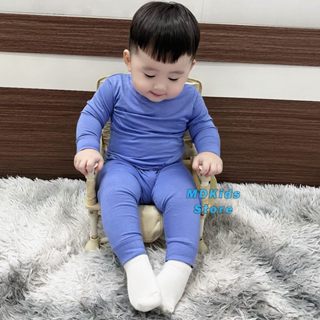Bộ quần áo thun lạnh tay dài quần dài MDKIDS cho bé trai và bé gái 5-15kg.