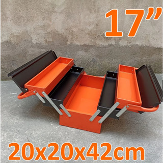  Hộp đựng dụng cụ thùng đồ nghề đa năng 3 tầng 5 ngăn 19 inch 42x20x20cm màu cam đen 