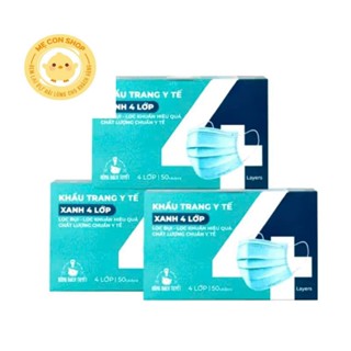  Khẩu trang y tế xanh 3 lớp bông bạch tuyết hộp 50 cái 