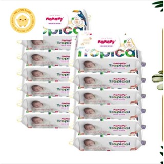 Combo 10 gói khăn ướt cao cấp Mamamy Tropical 100% sợi tự nhiên & rayon