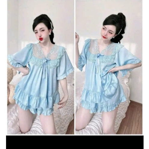 Đồ ngủ Pijama Tiểu Thư Phối Ren Bigsize, Chất Lụa Latin cao cấp thời trang nữ freesize 45-90kg-PJ013 | BigBuy360 - bigbuy360.vn