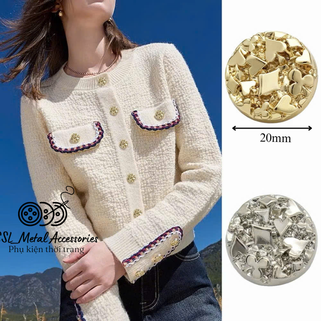 [Hàng mới] (10 cái) Nút áo, cúc áo kim loại họa tiết thời trang mới HY-2618 #ssl_accessories