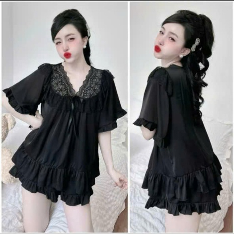 Đồ ngủ Pijama Tiểu Thư Phối Ren Bigsize, Chất Lụa Latin cao cấp thời trang nữ freesize 45-90kg-PJ013 | BigBuy360 - bigbuy360.vn