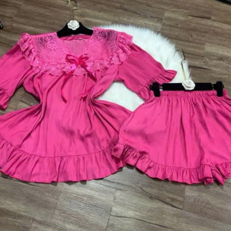 Đồ ngủ Pijama Tiểu Thư Phối Ren Bigsize, Chất Lụa Latin cao cấp thời trang nữ freesize 45-90kg-PJ013 | BigBuy360 - bigbuy360.vn
