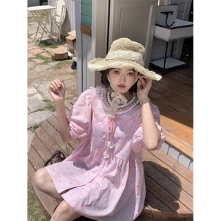 Đầm babydoll cổ phối len tay phồng