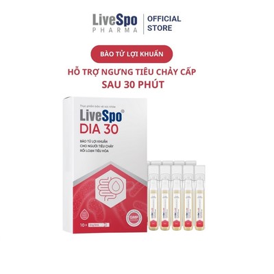 LiveSpo DIA 30 - Giảm Triệu Chứng Tiêu Chảy Cấp (10 ống x 5ml)