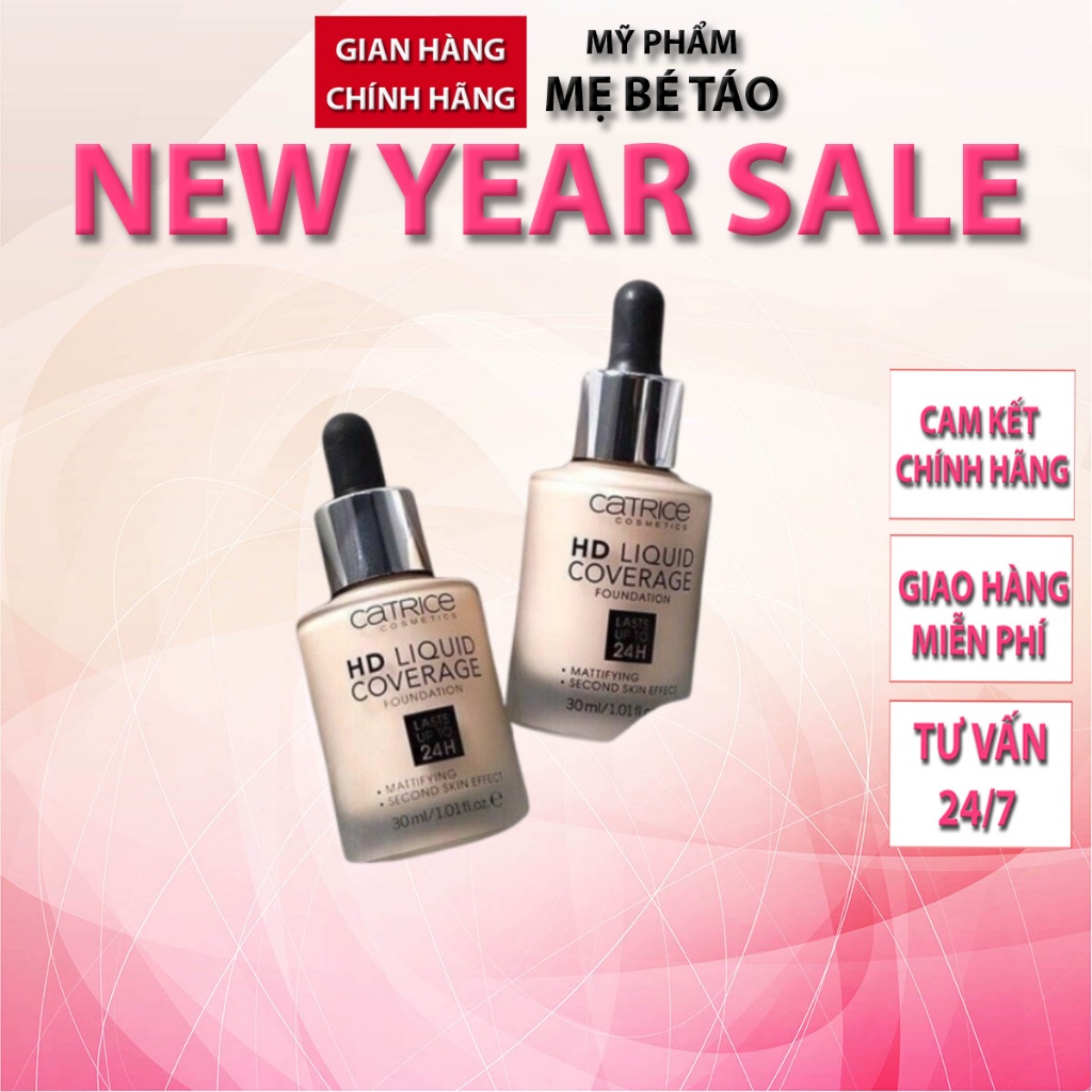 Kem nền Catrice HD Liquid Coverage 24h 30ml che phủ tự nhiên bền màu dành cho makeup