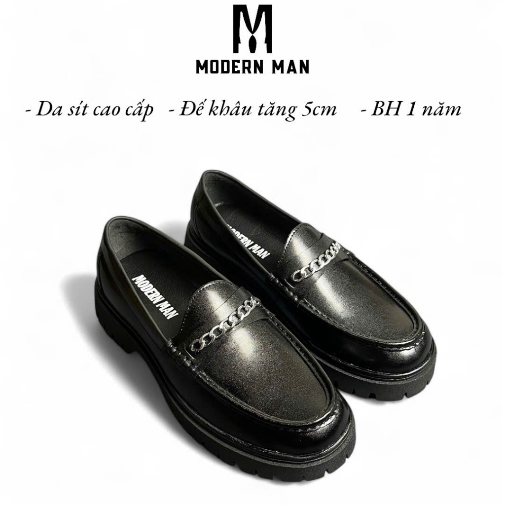 Giày Lười Nam Da Sít Cao Cấp MODERN MAN, Đế Chunky - Tăng Chiều Cao 5cm