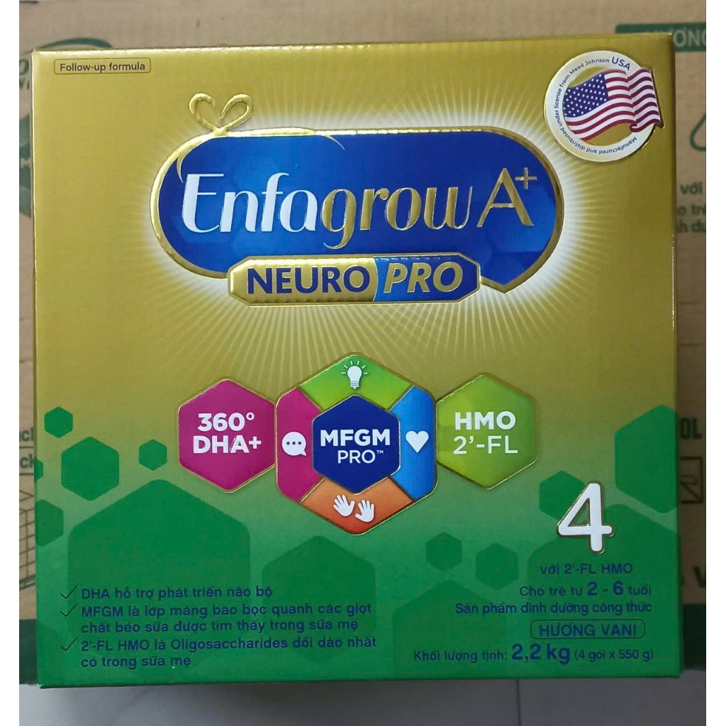[HSD 05/2027] Sữa bột Enfagrow 4 Vị nhạt 2,2kg/1,7kg. Bao bì mới