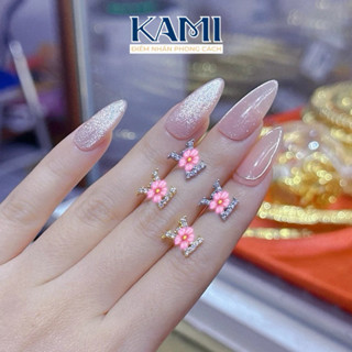  Bông tai hq mini 1 hàng siêu sáng Kami trang sức sỉ 