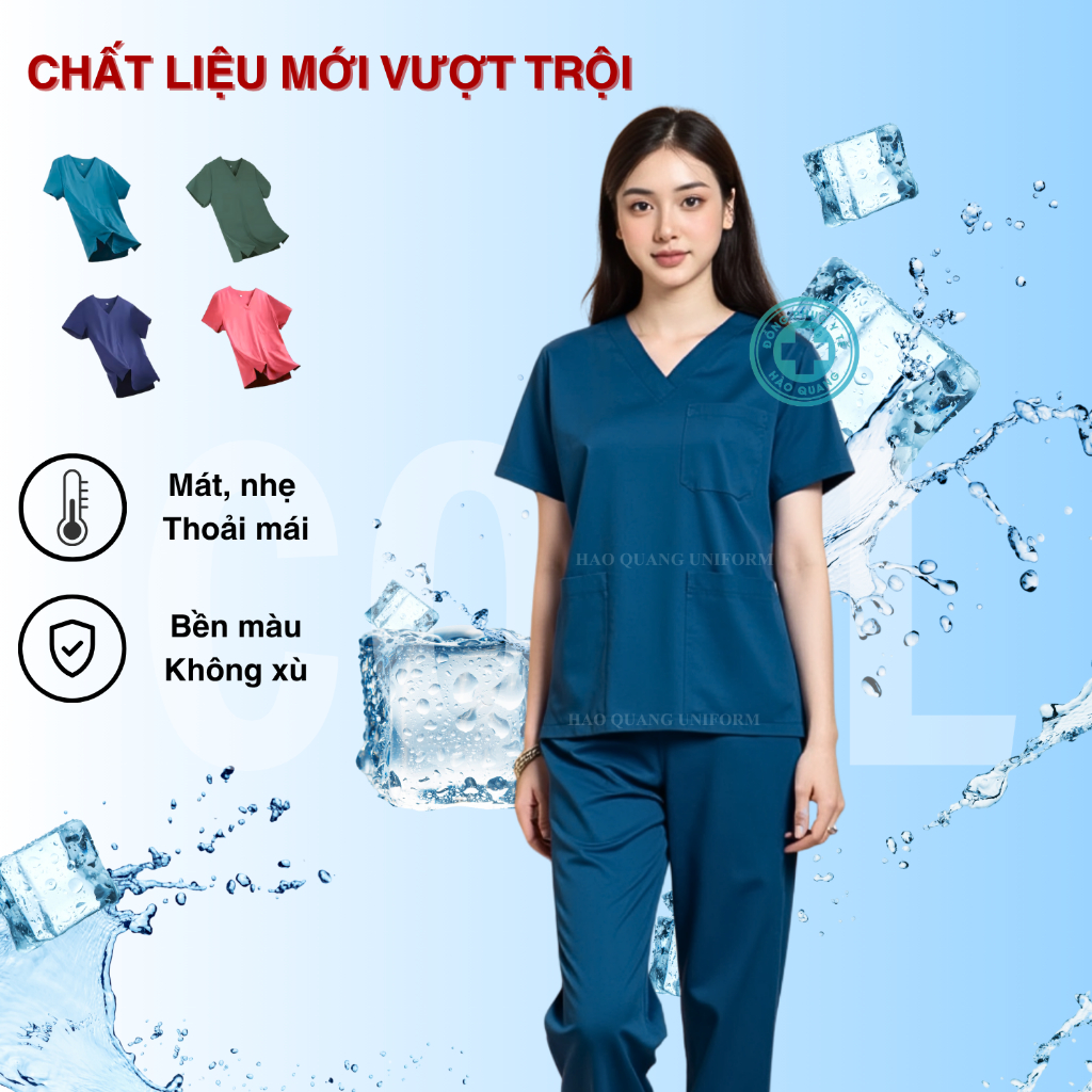 Bộ Scrubs bác sĩ Hào Quang chất vải Fionx siêu cấp