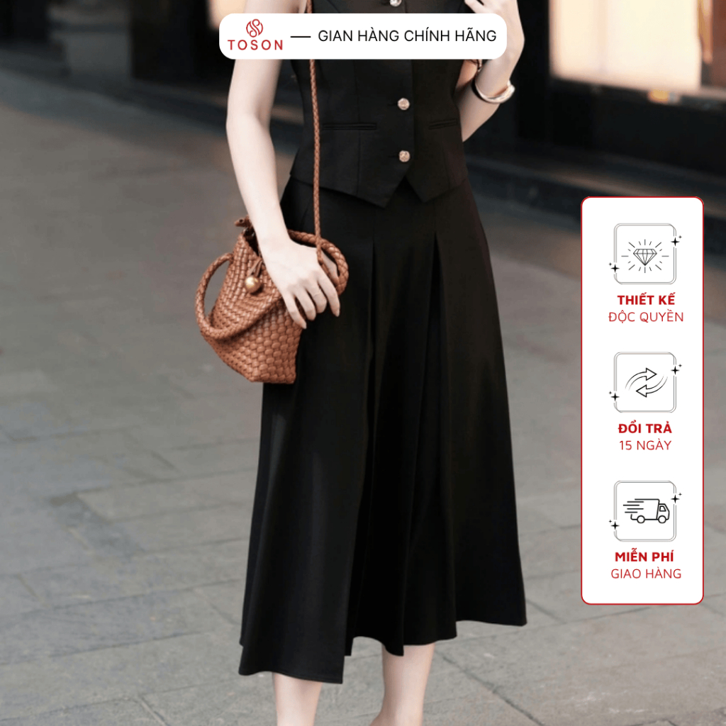 Chân váy mango đen xếp ly nhỏ tôn dáng, thanh lịch TOSON FASHION – Thời trang thiết kế công sở nữ