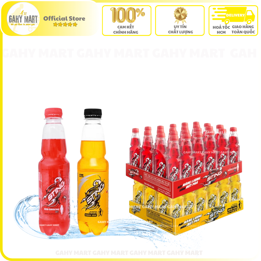 [Thùng 24 Chai & Combo 6 chai] Nước Tăng Lực Sting Dâu ĐỎ/ Sting VÀNG_chai 330ml_Gahymart.