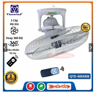 Quạt trần đảo Vinawind 400 XĐB sải cánh 400 Có Điều Khiển Từ Xa quay 360 độ