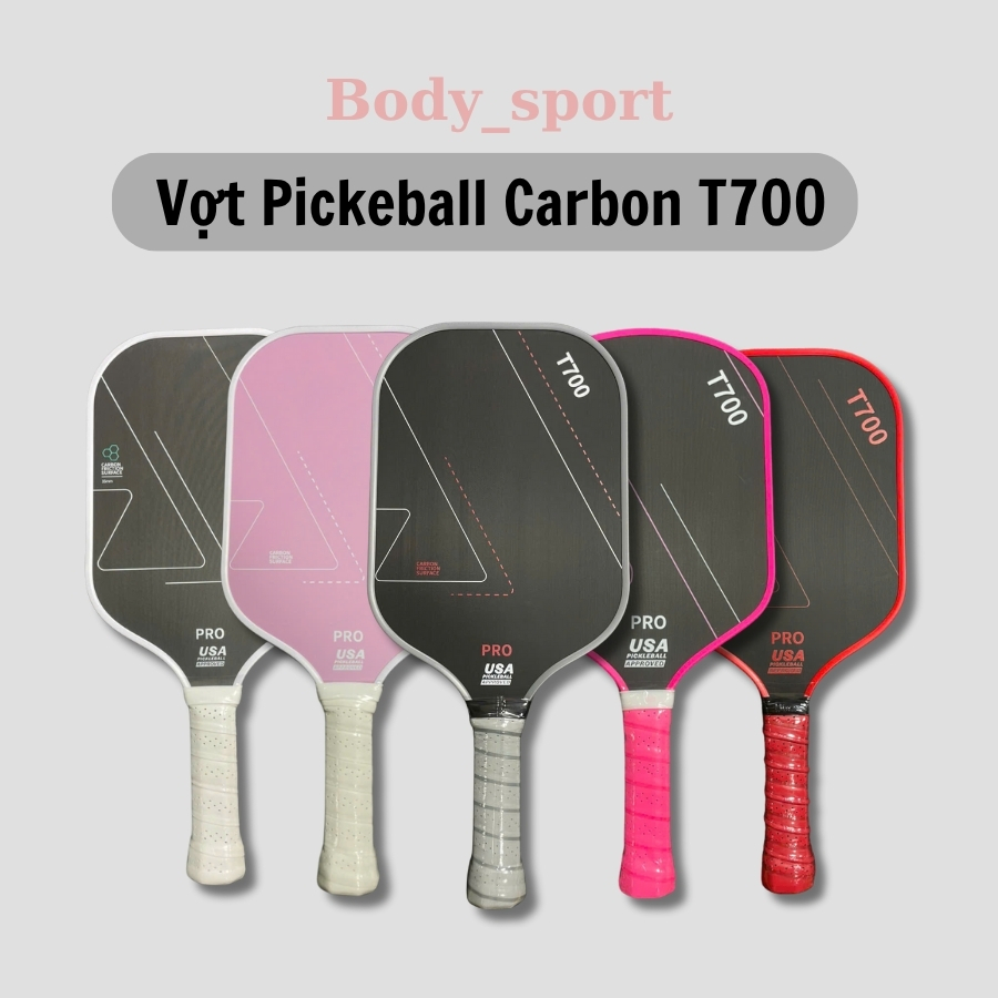 Vợt Pickleball Carbon T700 ( loại 1) mặt vợt phủ carbon khối lượng siêu nhẹ mặt nhám bám bóng