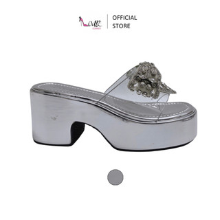  LOVIIECORNER DÉP NỮ ĐẾ XUỒNG NƠ ĐÁ - DÉP BÁNH MÌ QUAI MICA NƠ ĐÍNH ĐÁ ĐẾ BẰNG D250323 