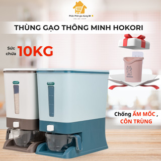 Thùng gạo thông minh 10kg HOKORI Việt Nhật (MS: 5338) – Thùng đựng gạo cao cấp chống ẩm mốc, côn trùng