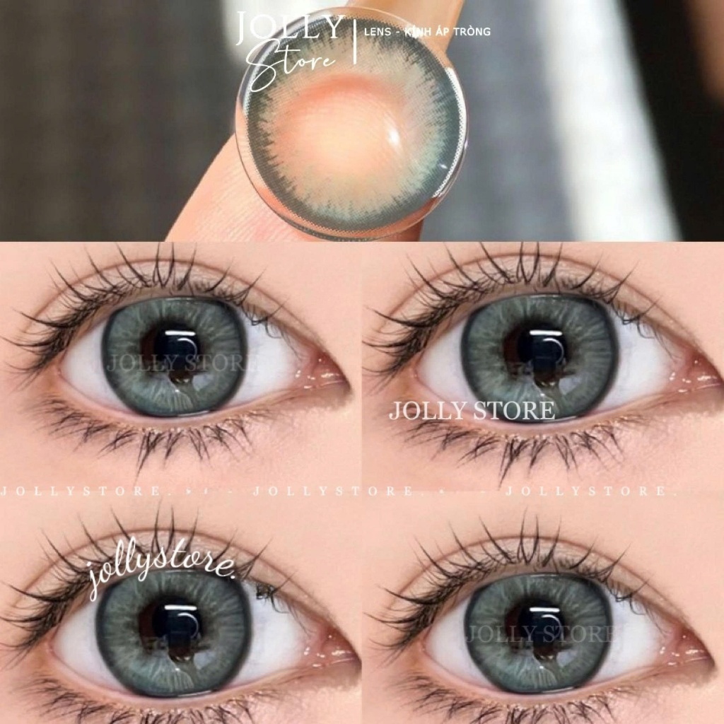 [6M] Lens mắt xanh hồ ly 733 Green JOLLY STORE / Kính áp tròng 14.4mm LUNA EYES Cận 0-6 độ