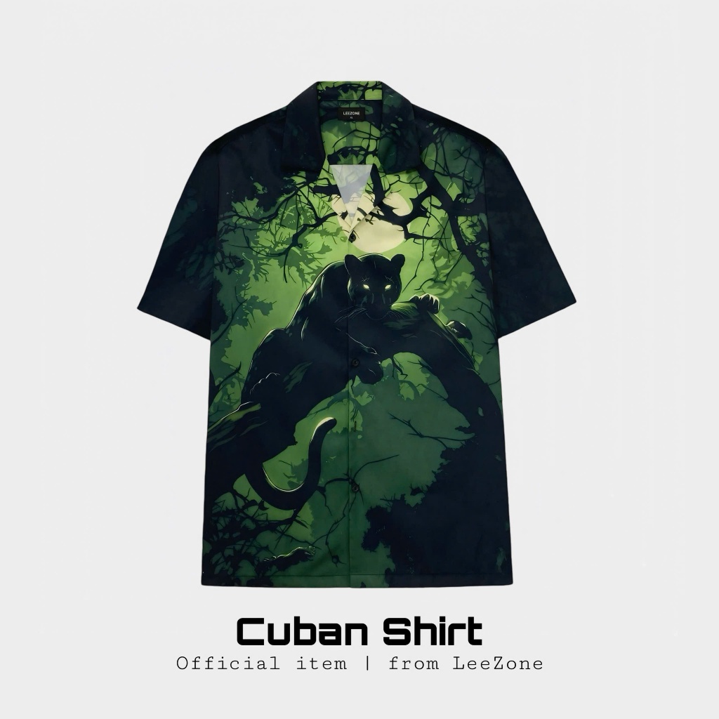 Áo sơ mi Cuban LeeZone form rộng, chất vải lụa thoáng mát | Sơmi Báo Săn Đêm