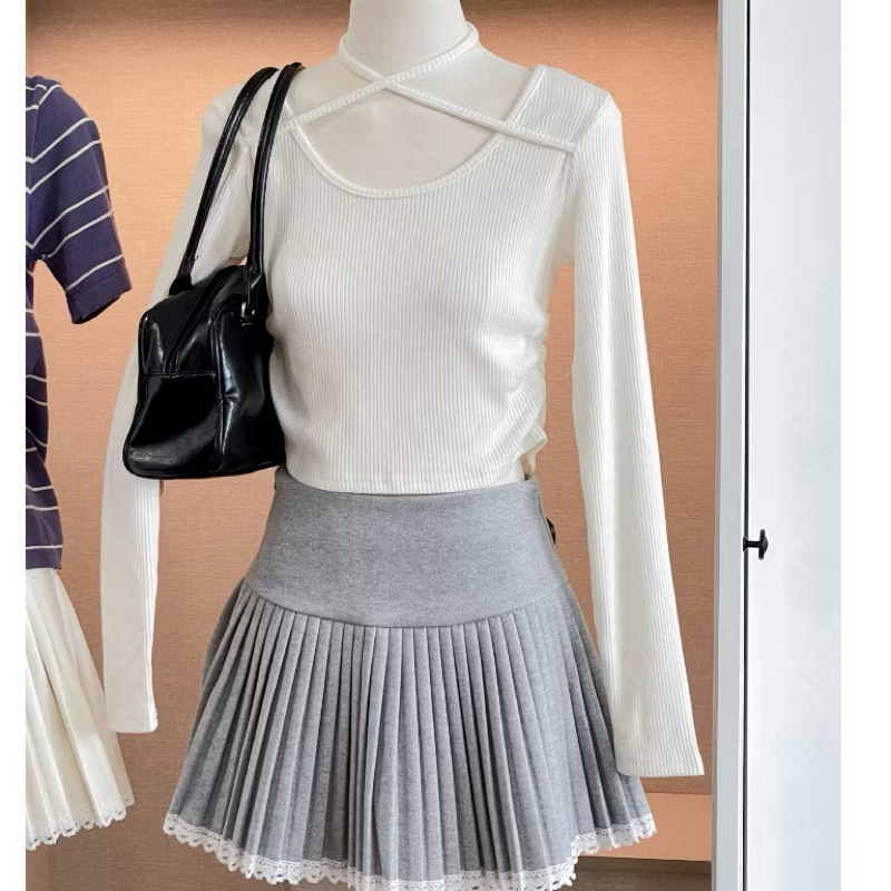 (Pass) Áo Len Gân Tay Dài Thắt Dây Freesize - Len Clothing