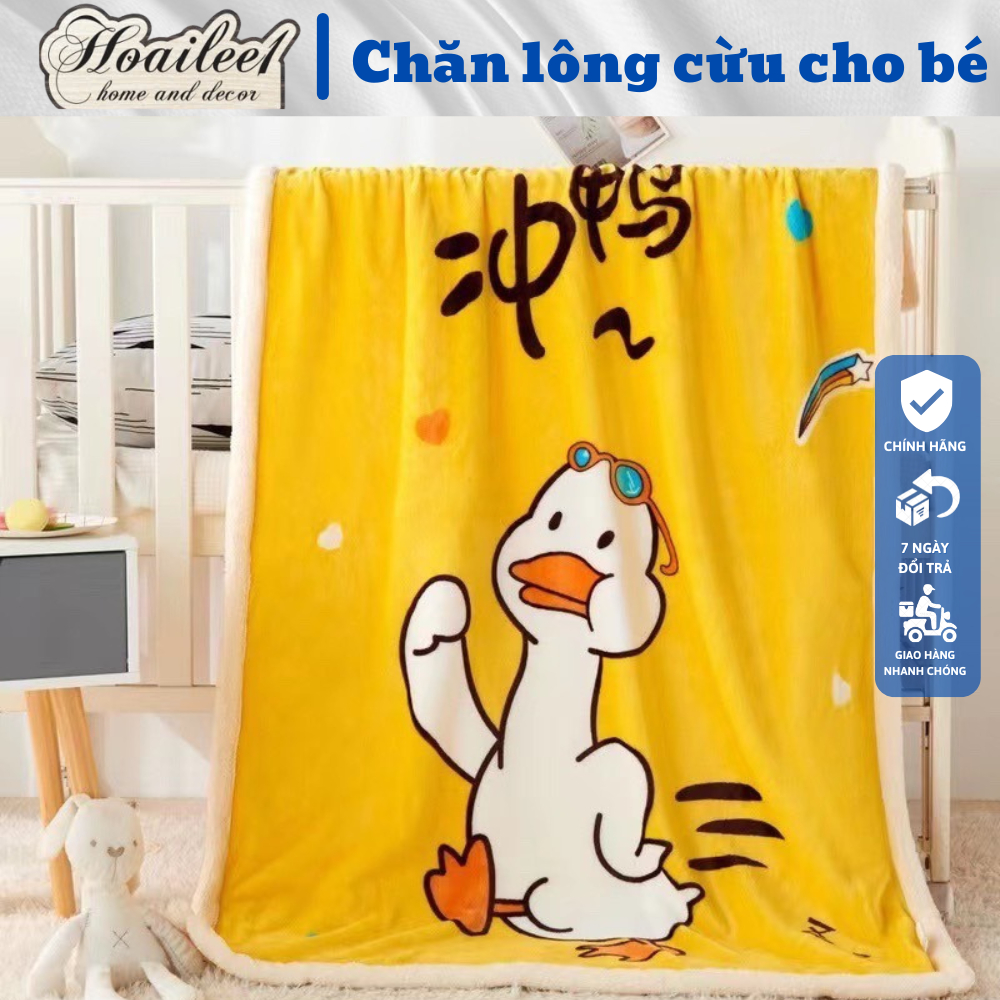 Chăn lông cừu trẻ em 2 lớp siêu ấm - Size 1m x 1m35