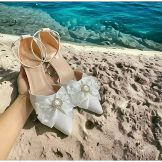  Giày cao gót công sở đế vuông 5p và 7p da lỳ cao cấp và đính nơ sang trọng A8KT 