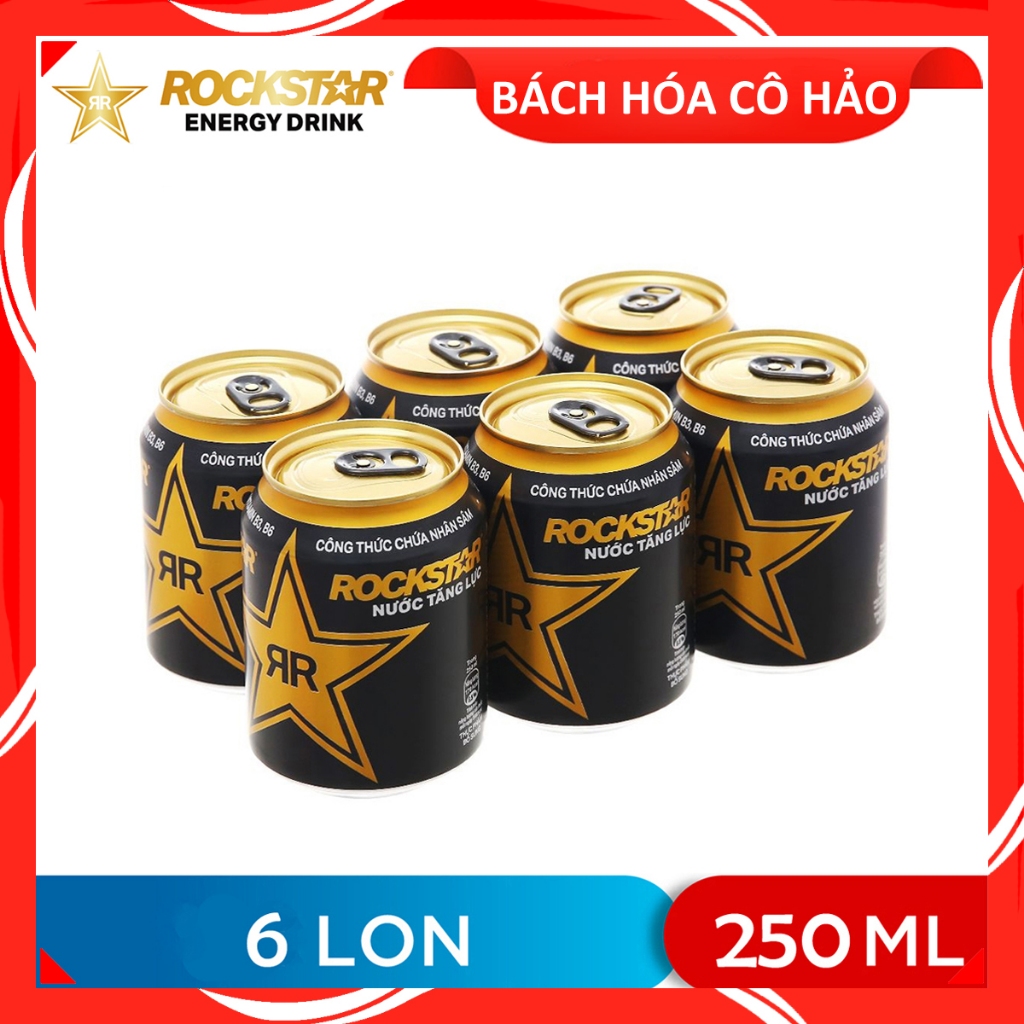 LỐC 6 LON NƯỚC TĂNG LỰC ENERGY DRINK ROCKSTAR 250ML