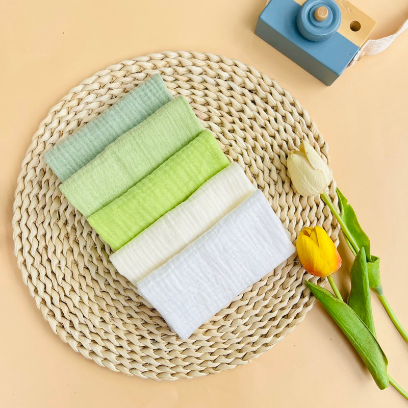 [TRƠN SIÊU MỀM] Set 5 Khăn Xô Sữa Muslin TRƠN Cho Bé Sơ Sinh Siêu Mềm Mịn,Thấm Hút Tốt