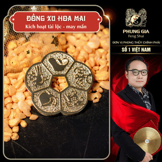 [PHÙNG GIA] Đồng xu hoa mai chiêu tài lộc, đồng xu tài lộc phong thủy may mắn để ví, ốp điện thoại